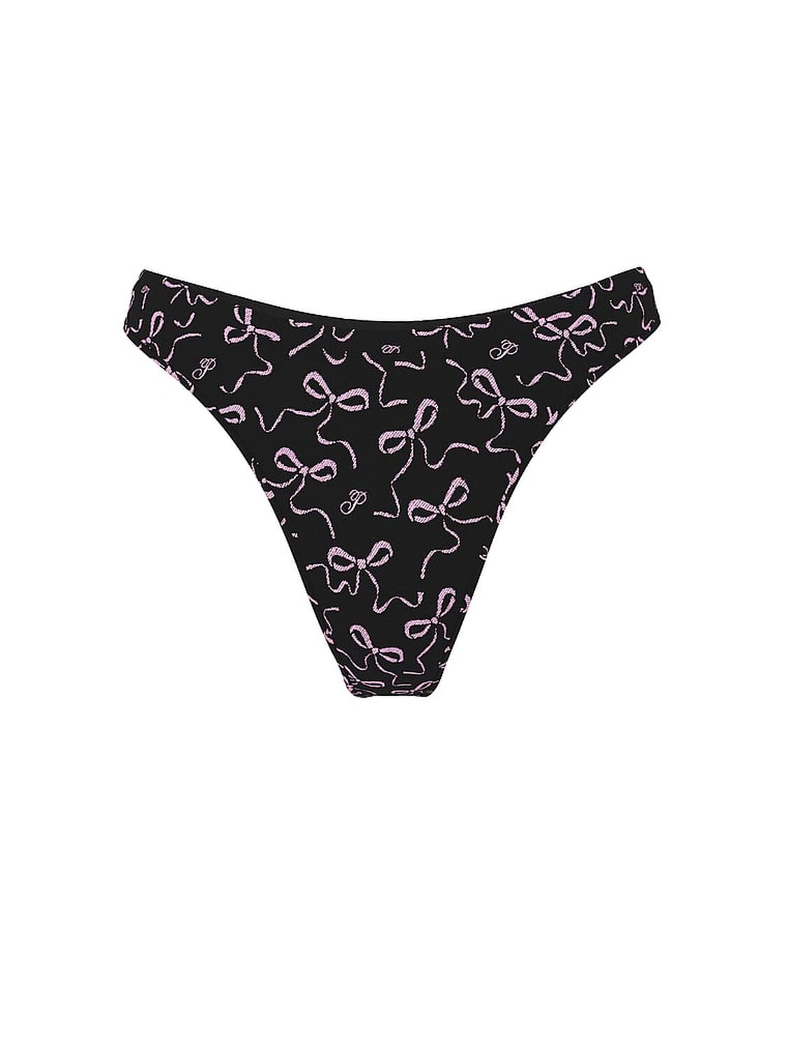 vs Pink Seamless High-Leg Thong Panty Black Bow Print 3 of 3 