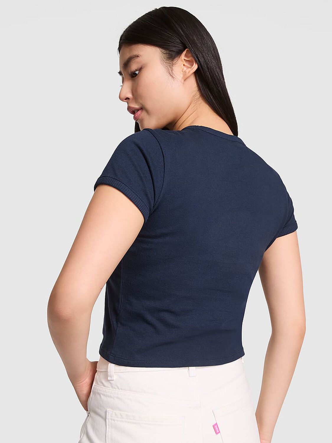 vs Pink Retro Cotton Tee Noir Navy Polaroid 2 of 2 