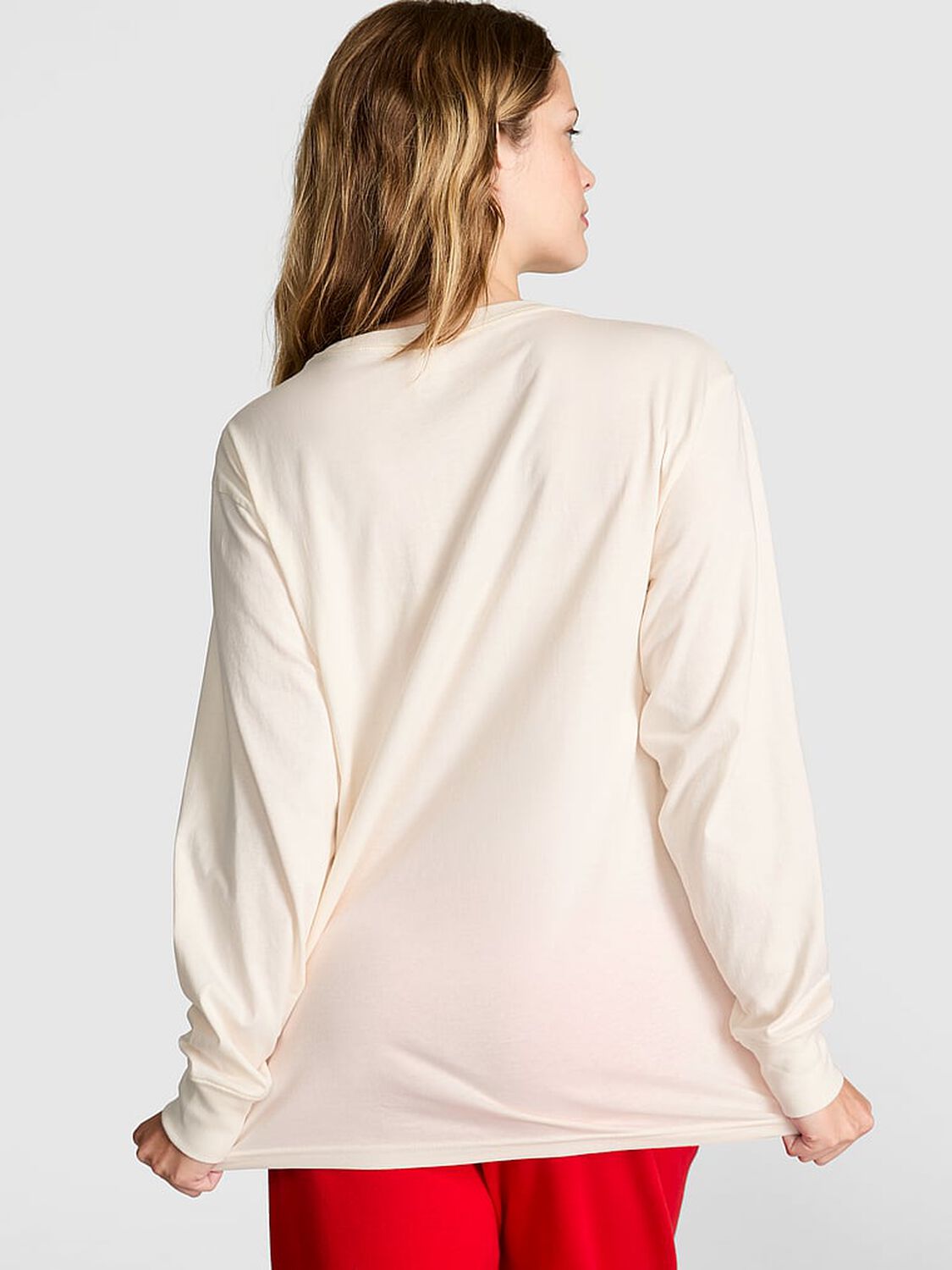 vs Pink Campus Cotton Long-Sleeve Tee Winter White Santas Fav 2 of 2 