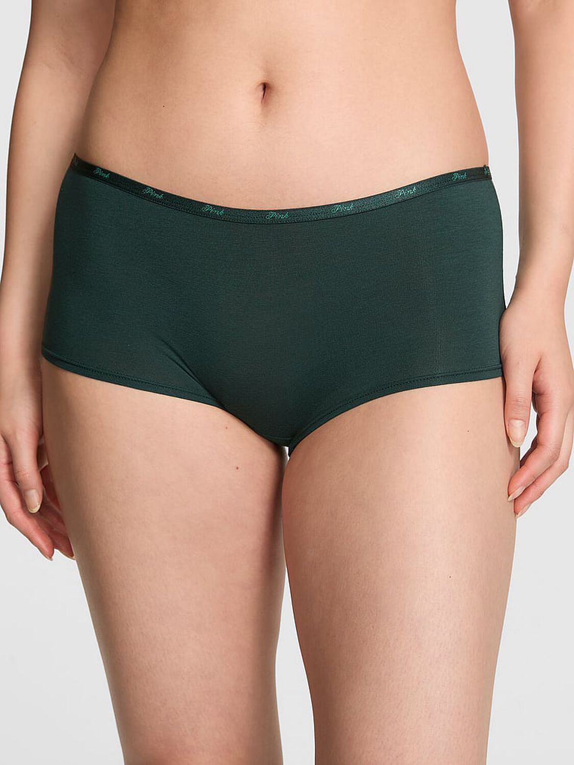 vs Pink Logo Cotton Boyshort Panty Deep Forest Niceish Diamante Graphic 1 of 3 