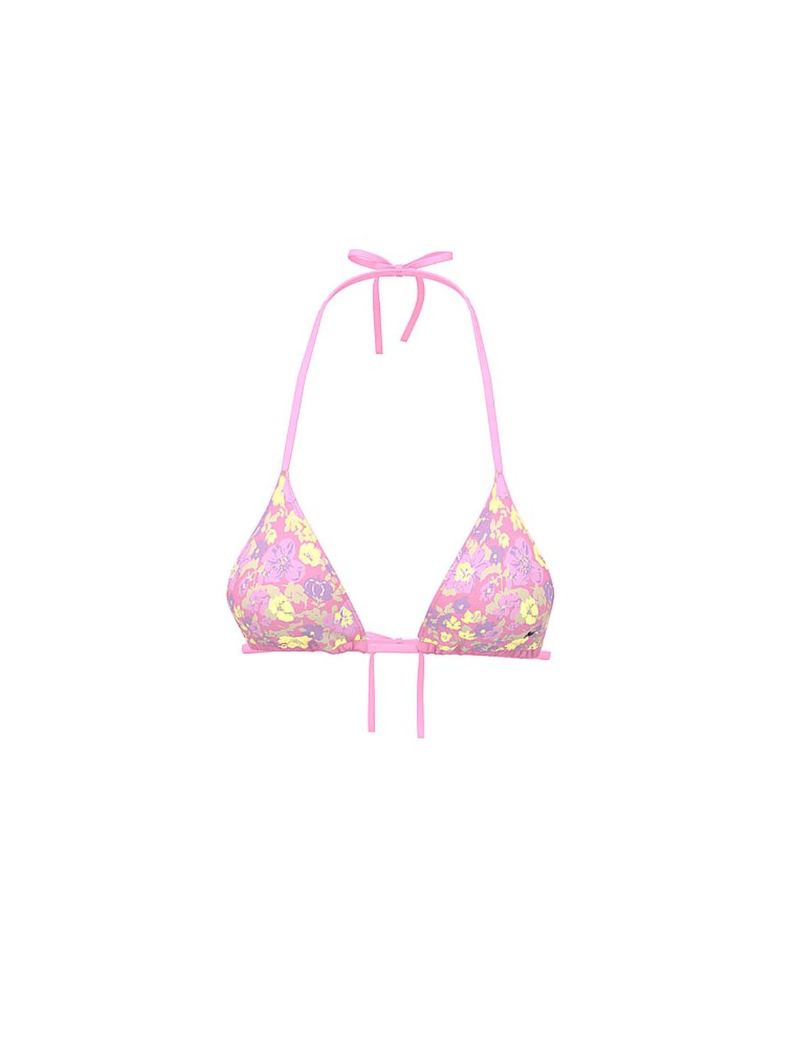 vs Pink Swim Triangle String Bikini Top Layered Floral 3 of 4 