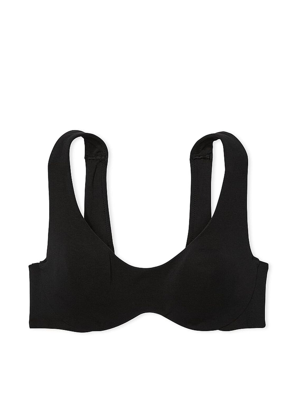 vs Pink Bralettes & Bra Tops Base Cotton Unlined Scoop Bra Pure Black 3 of 3 