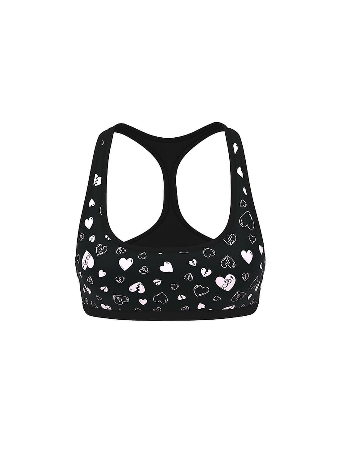 vs Pink Cotton Dorm Unlined Racerback Bralette Black Heart Breaker Print 3 of 3 