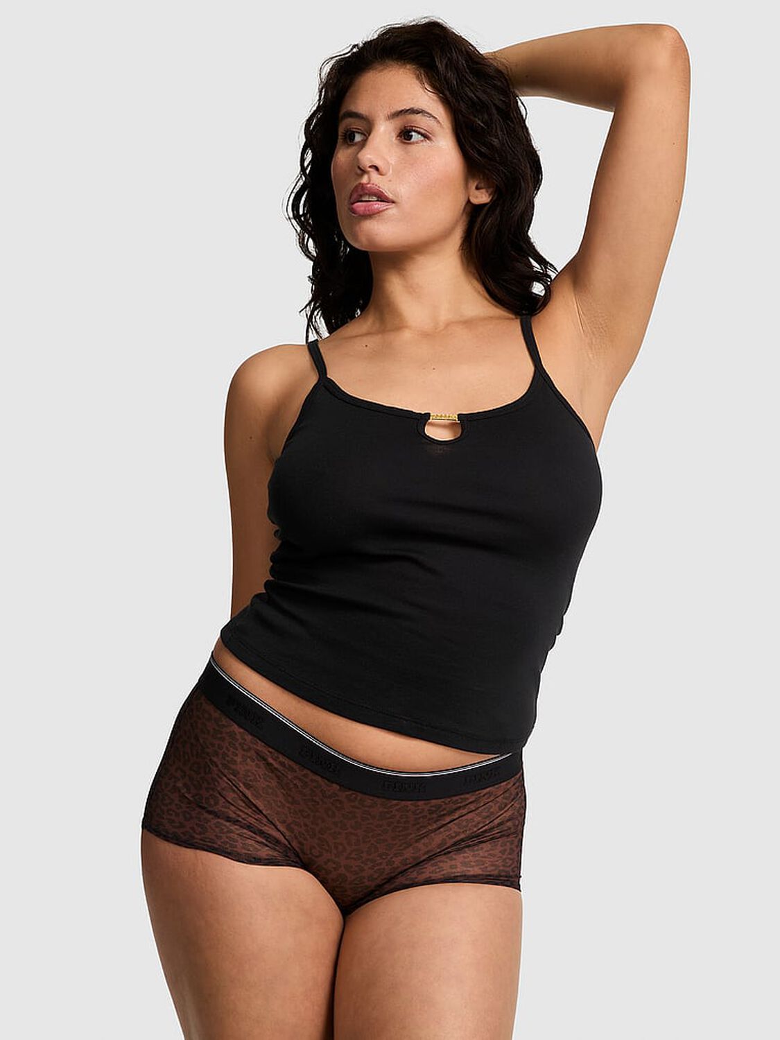 vs Pink Keyhole Charm Cami Black 1 of 4 