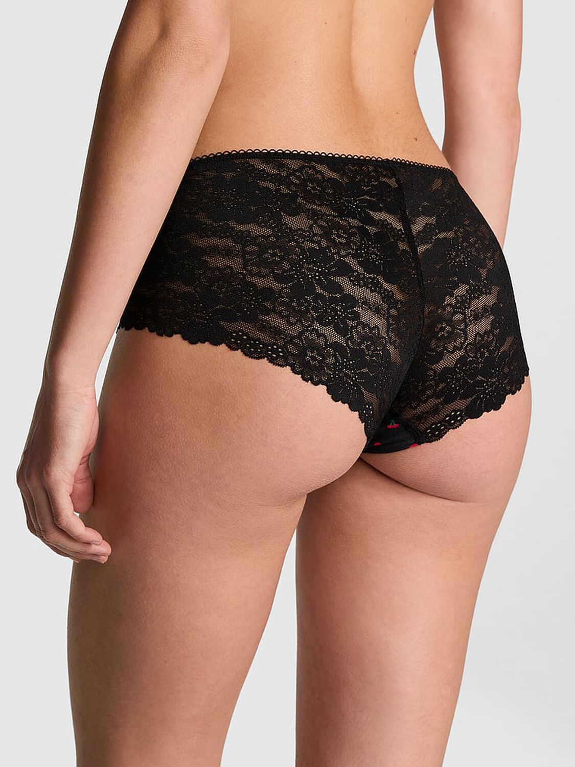 vs Pink No-Show Hiphugger Panty Black Cherry Heart Print 2 of 3 