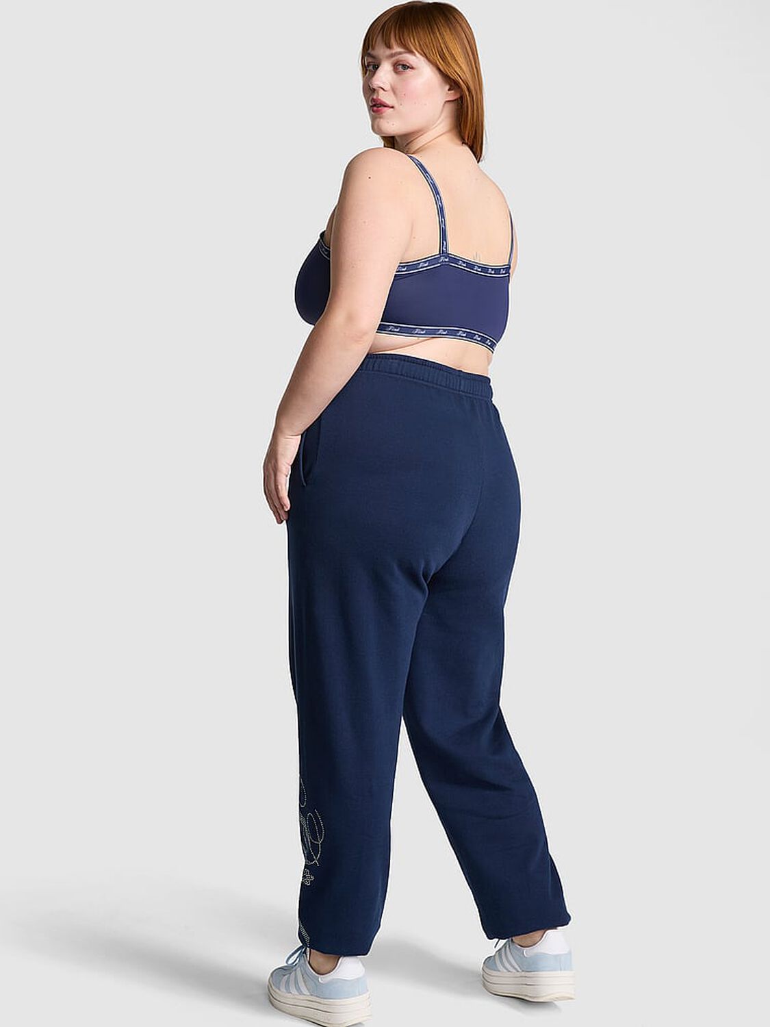 vs Pink Ivy Fleece Campus Sweatpants Noir Navy Shine 2 of 4 