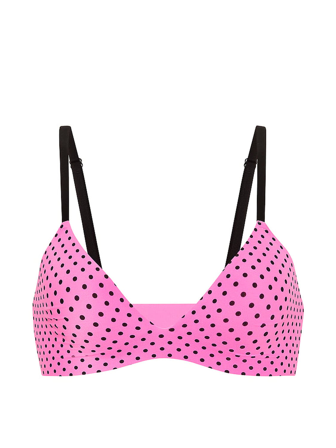 vs Pink Marshmallow Unlined Wireless Comfy Bralette Sizzling Strawberry & Black Dot Print 3 of 3 