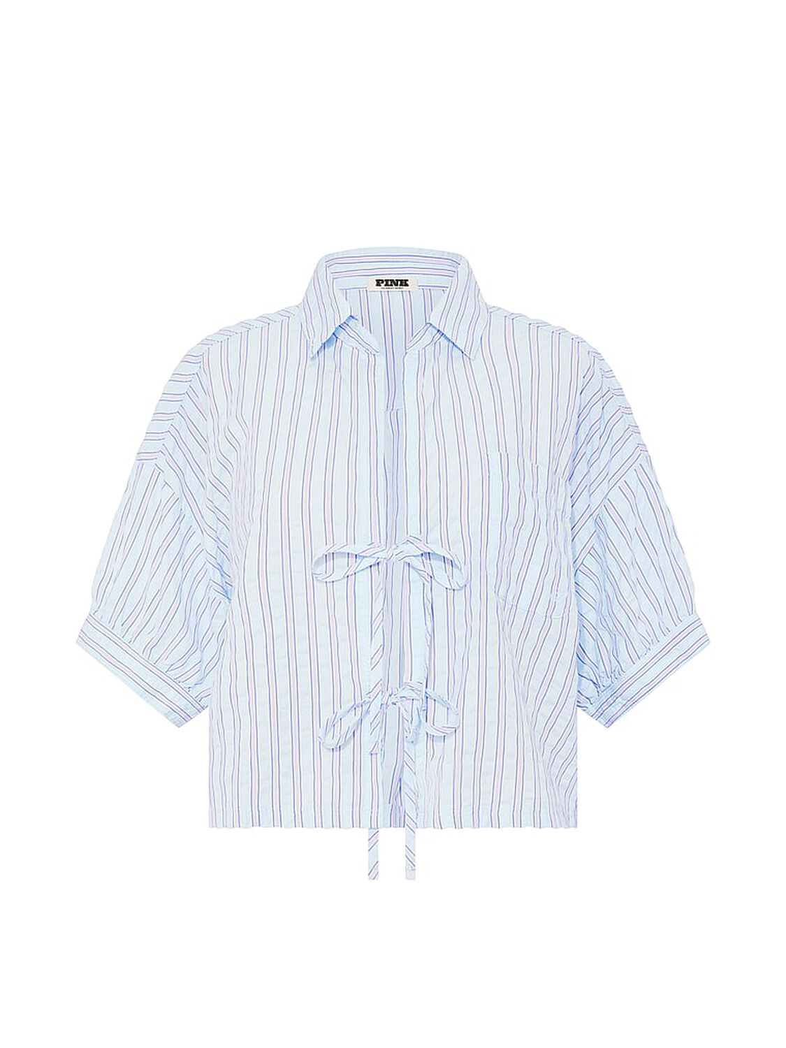 vs Pink Coastal Cutie Tie-Front Sleepshirt Spray Blue Stripes 3 of 3 