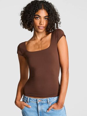 Base Stretch Cap-Sleeve Tee