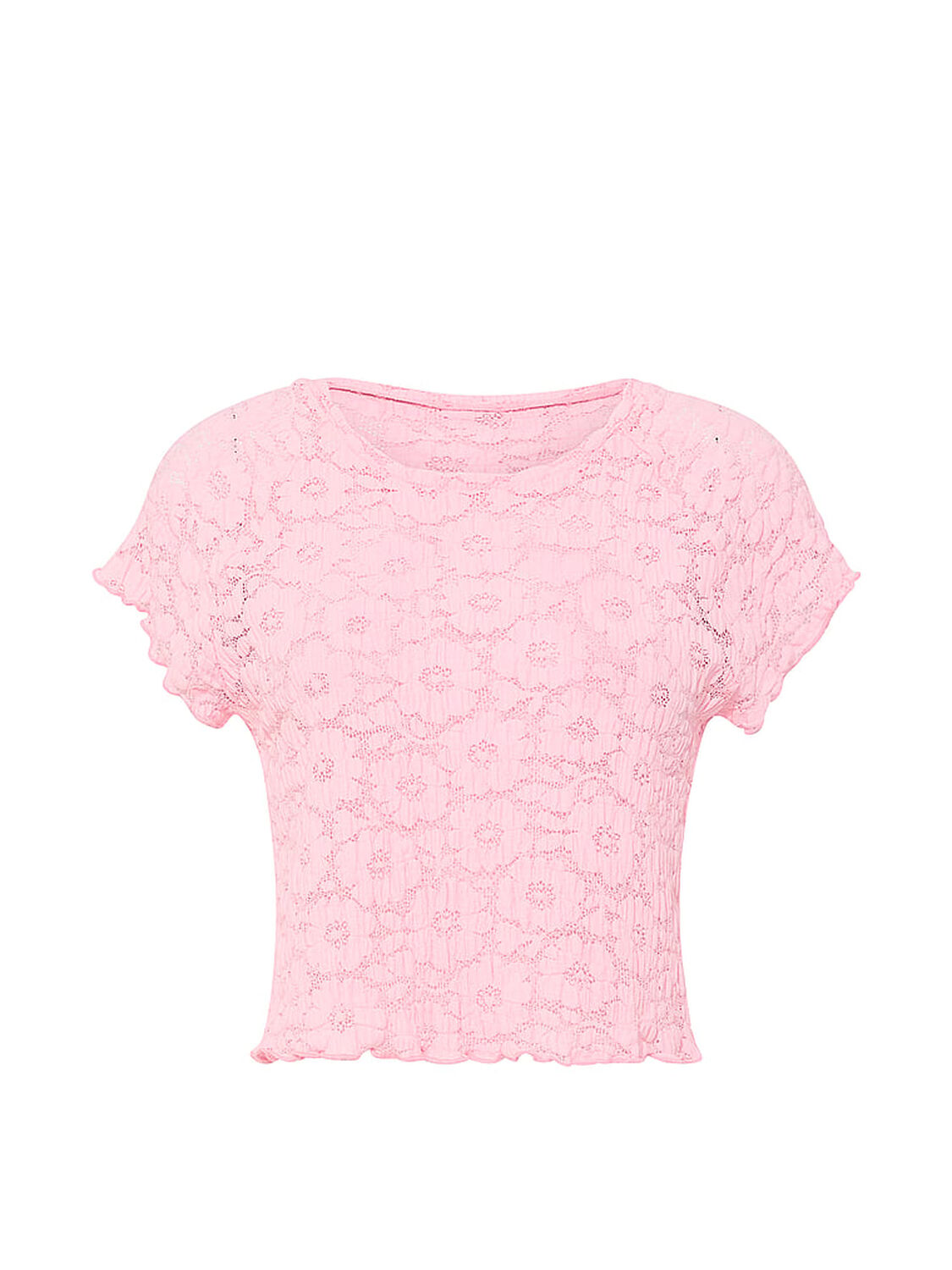 vs Pink Floral Crochet Cover-Up Tee Boardwalk Pink 3 of 3 