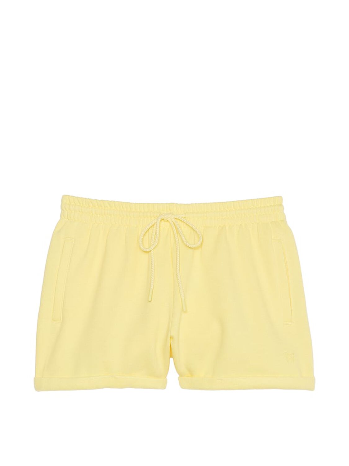 vs Pink Ivy Fleece Rolled Hem Shorts Mellow Yellow 3 of 4 
