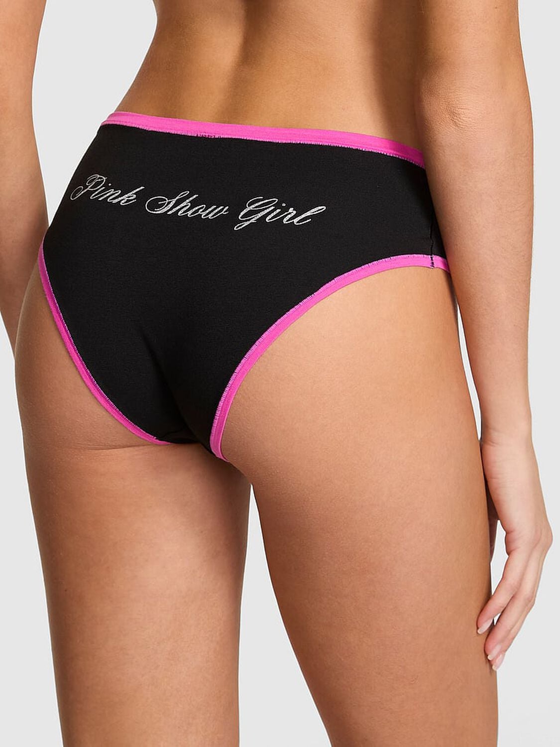 pink Pink Cotton Cheeky Panty Black Ground Showgirl Butt Hit 2 of 4 