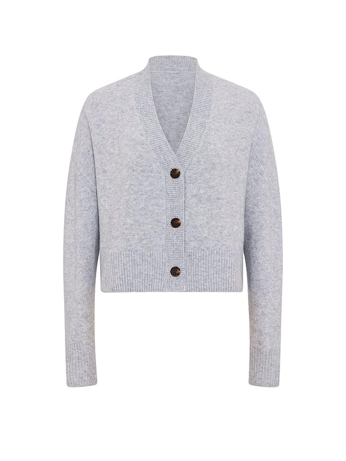 vs Pink Comfy Girl Cropped V-Neck Cardigan Heather Grey 3 of 3 