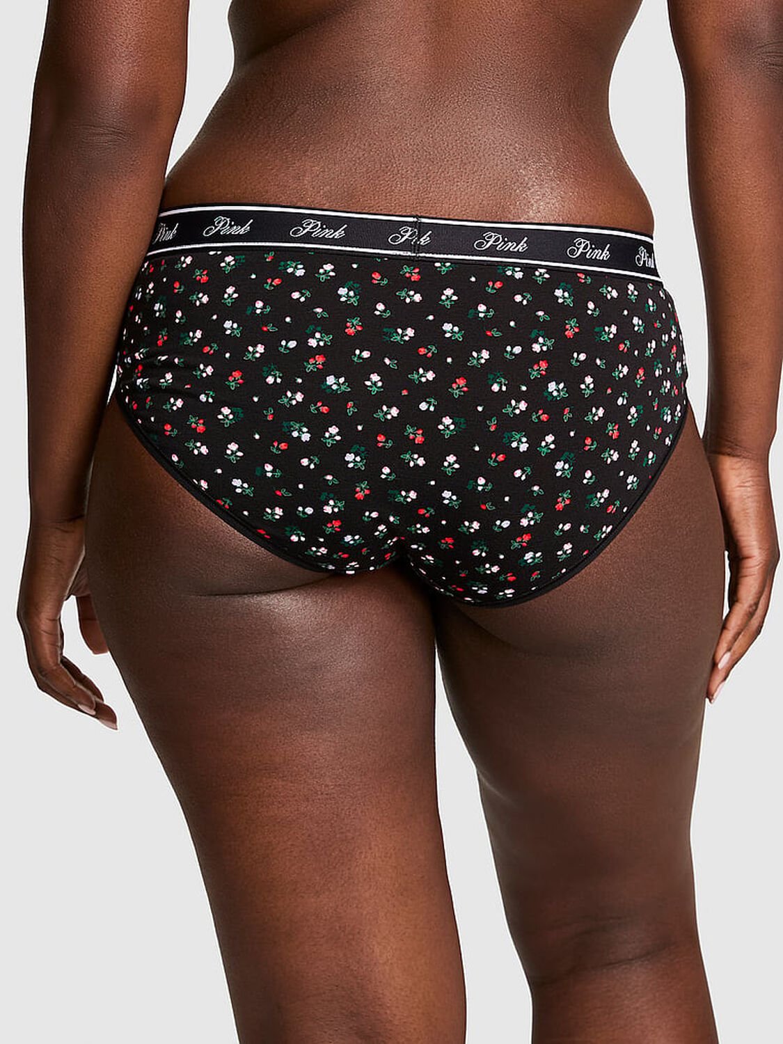 vs Pink Logo Cotton Hiphugger Panty Pure Black Floral Print 2 of 3 