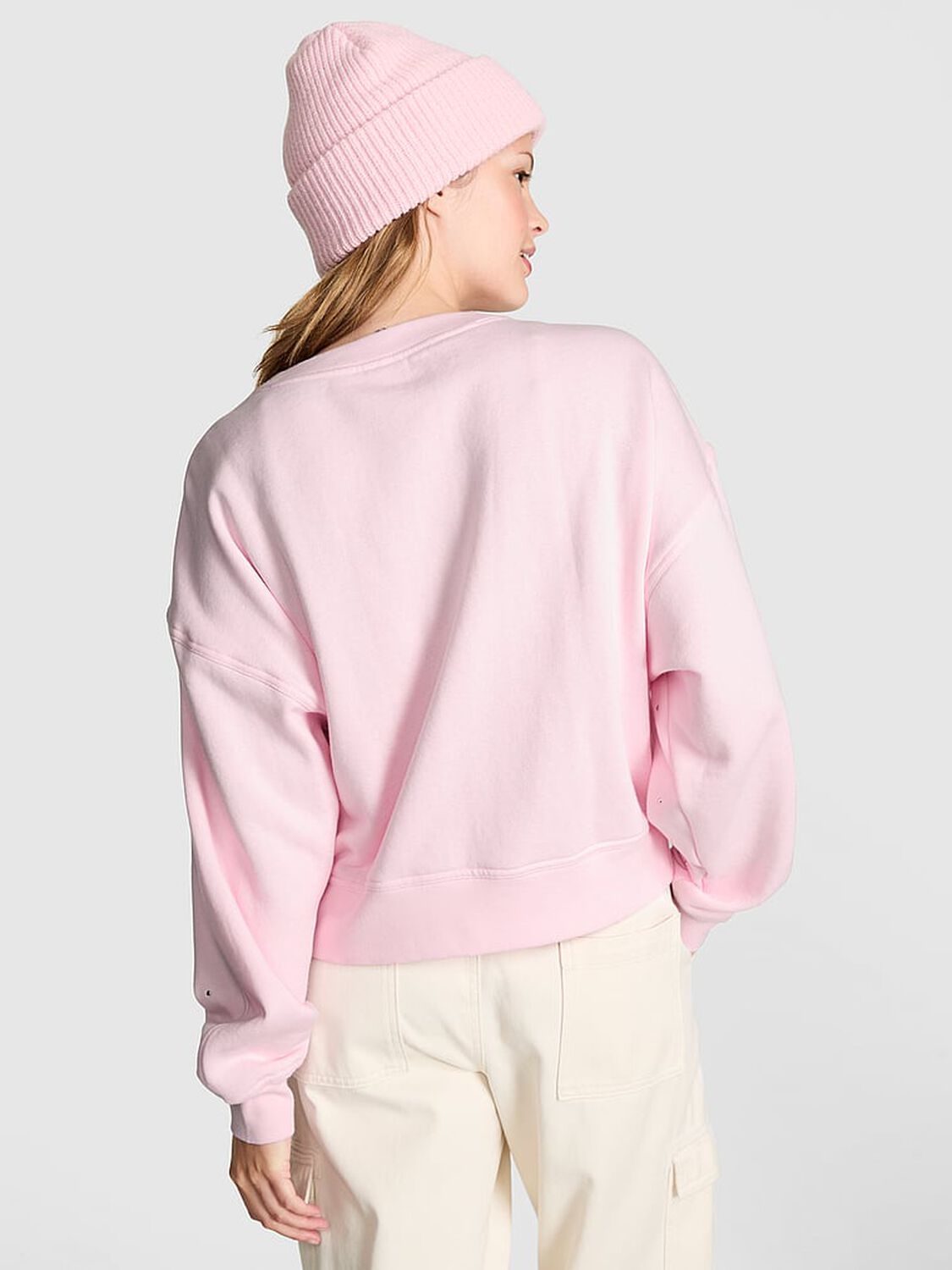 vs Pink Ivy Fleece Studded Crew Sweatshirt Pink Tulip 2 of 3 