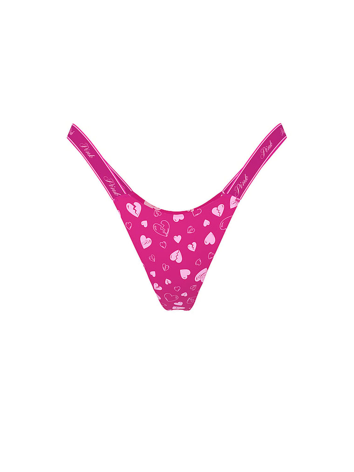 vs Pink Logo Cotton High-Leg Micro Thong Panty Pink Fire Broken Hearts 3 of 3 