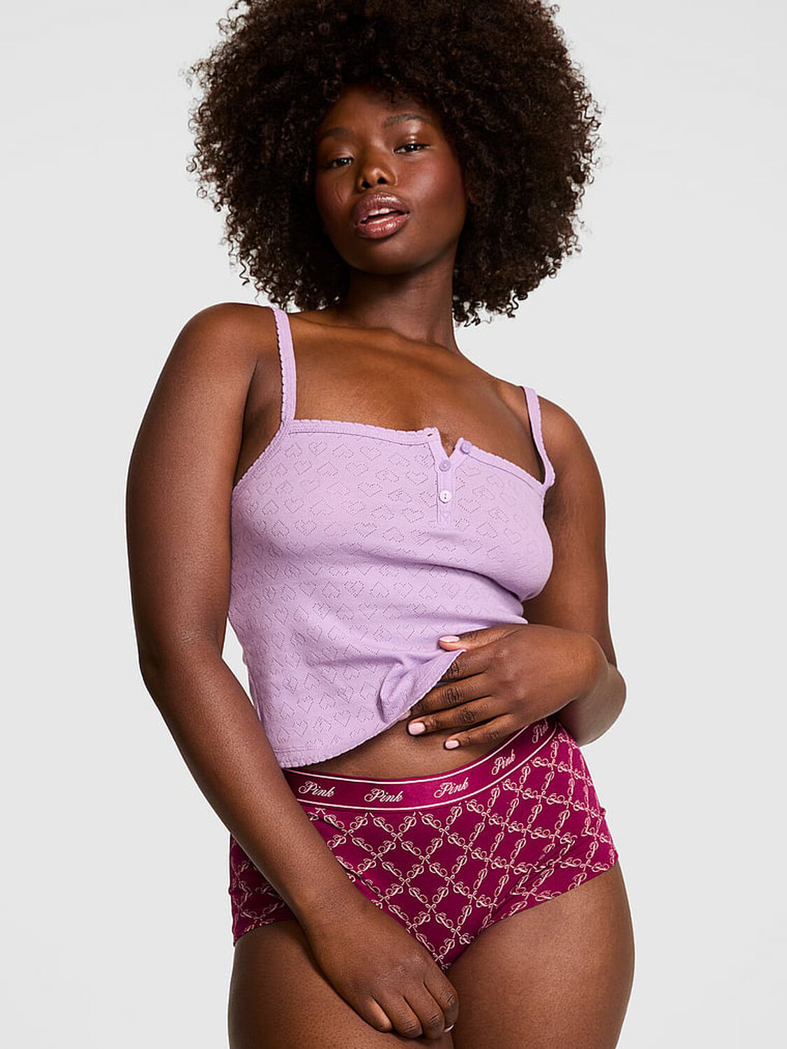 vs Pink Pointelle Henley Cami Aster 1 of 4 