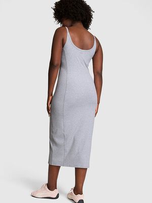 All-Day Soft Rib High-Neck Midi Dress