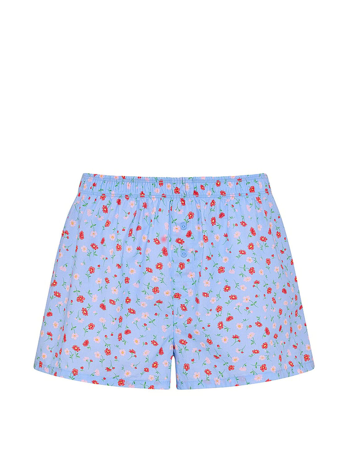 pink Pink Cotton Boxy Pajama Shorts Blue Floral 3 of 3 