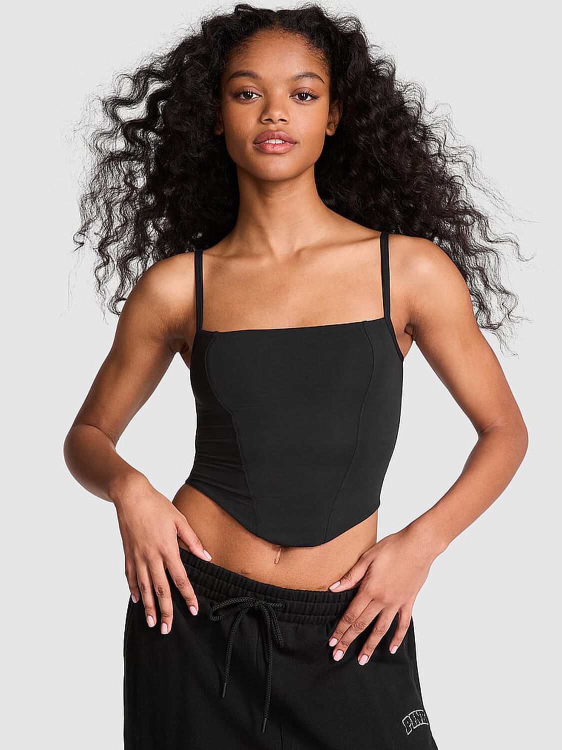 vs Pink Bralettes & Bra Tops Base Stretch Corset Top Black 1 of 3 