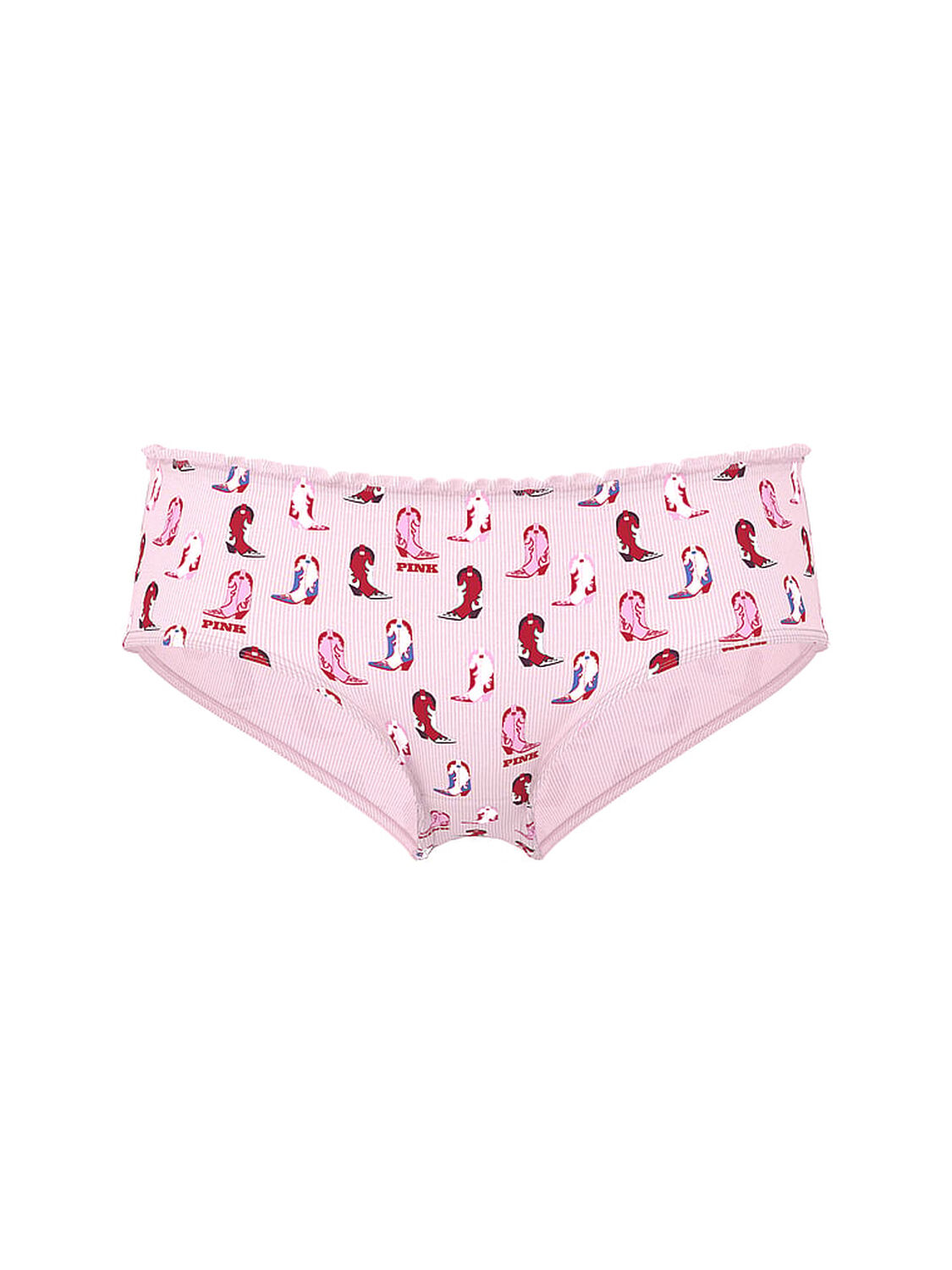 vs Pink Cotton Back-Tie Cheeky Panty Pink Tulip Cowboy Boots Print Side Tie 3 of 3 