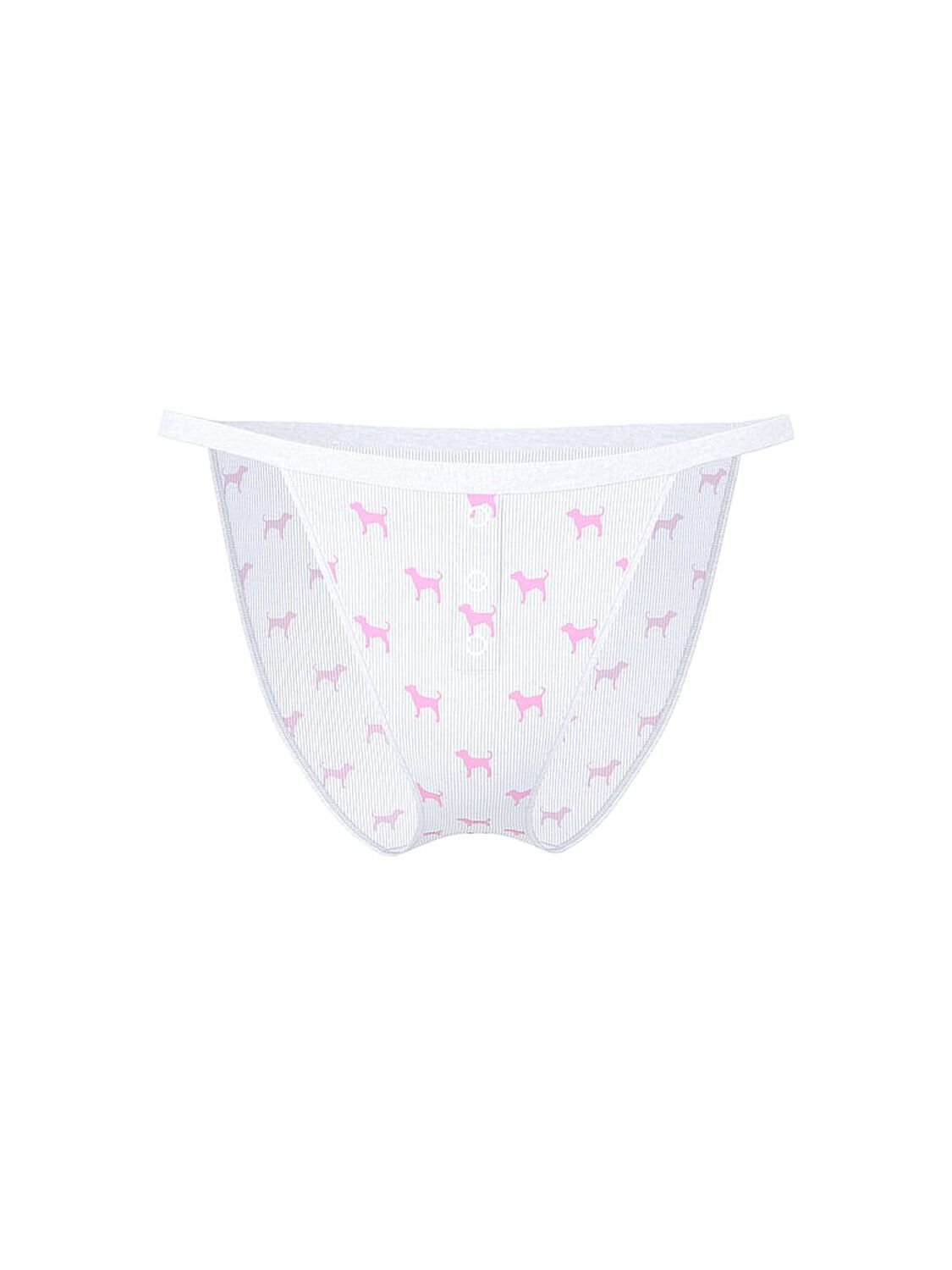 vs Pink Cotton String Bikini Panty White Ground Dog Print 3 of 3 