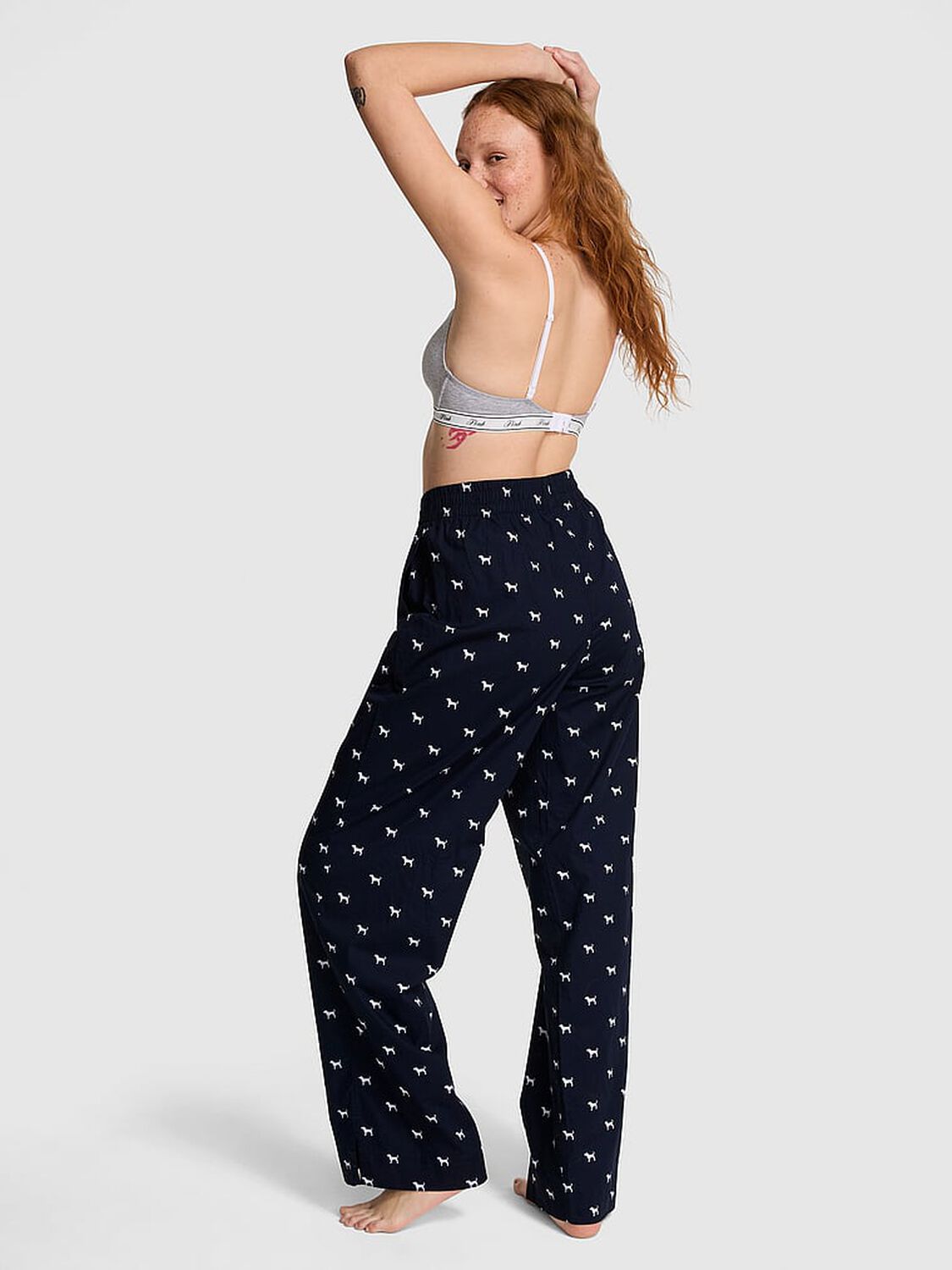 vs Pink Boyfriend Boxer Pajama Pants Noir Navy Dogs 1 of 2 
