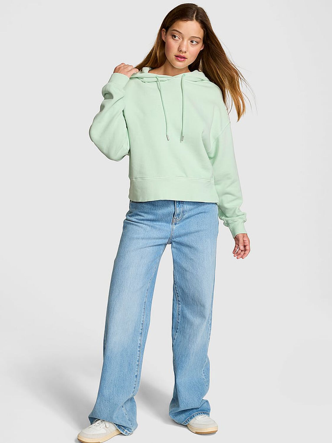 vs Pink Luxe Fleece Hoodie Mint 1 of 2 