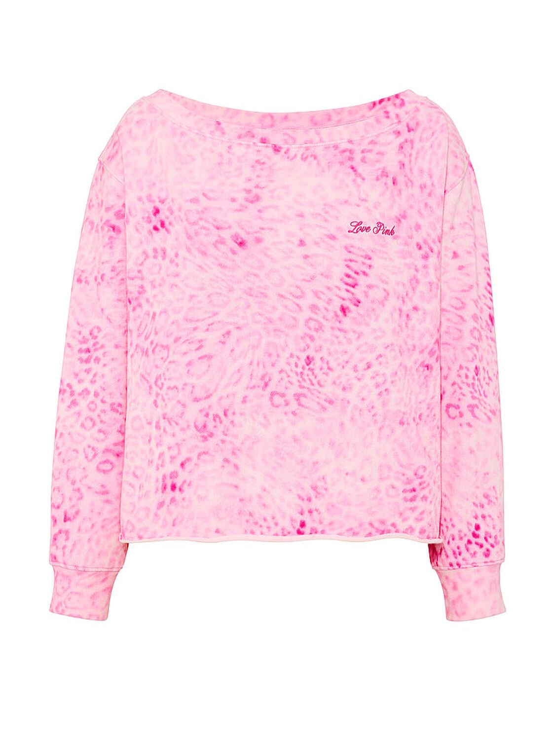 vs Pink Campus Fleece&trade; Rib Off-The-Shoulder Sweatshirt Pink Leopard 3 of 4 