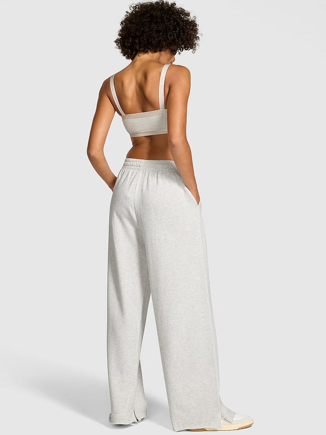vs Pink Ivy Fleece Wide-Leg Split-Hem Sweatpants Vs Snow Heather Angelina 2 of 2 