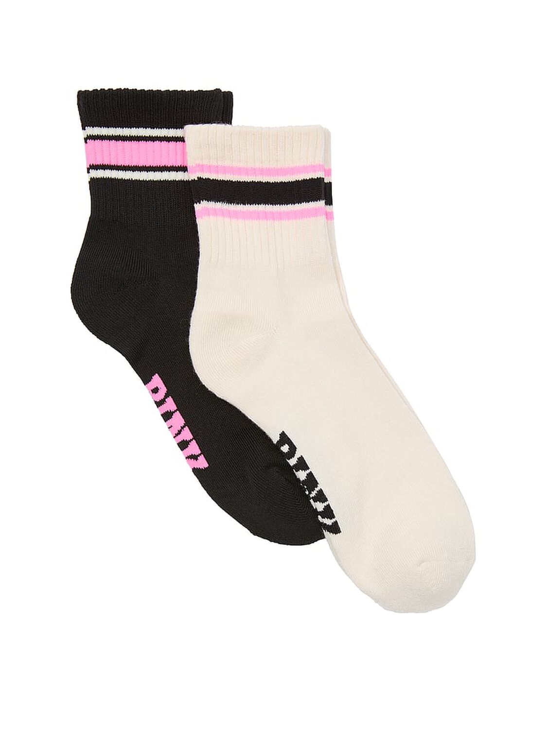 vs Pink 2-Pack Quarter Socks Radiant Rose/Pure Black/White Shell 1 of 2 