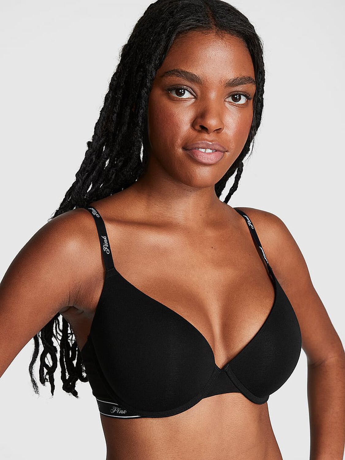 vs Pink Wear Everywhere Wear Everywhere Push-Up Bra Pure Black 1 of 3 