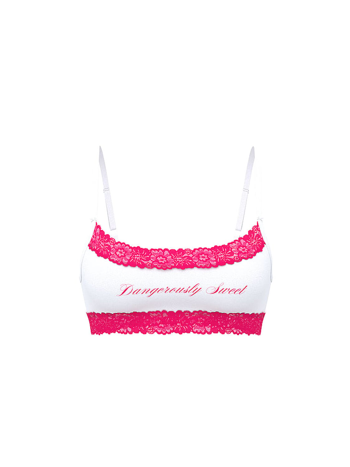 vs Pink Cotton Lace-Trim Scoop Bralette White 3 of 3 