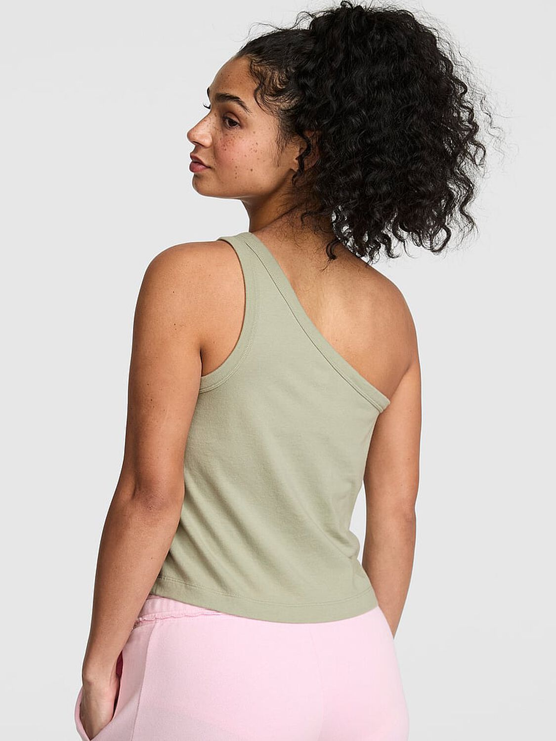 vs Pink Dream Jersey One-Shoulder Tank Top Slate Green 2 of 2 