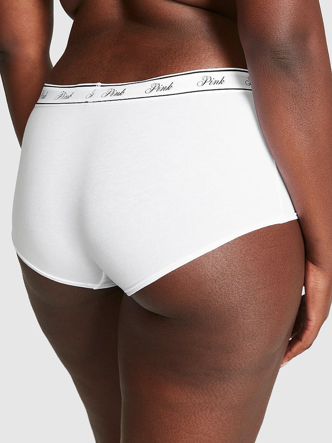 vs Pink Logo Cotton Shine Boyshort Panty Vs White 2 of 3 