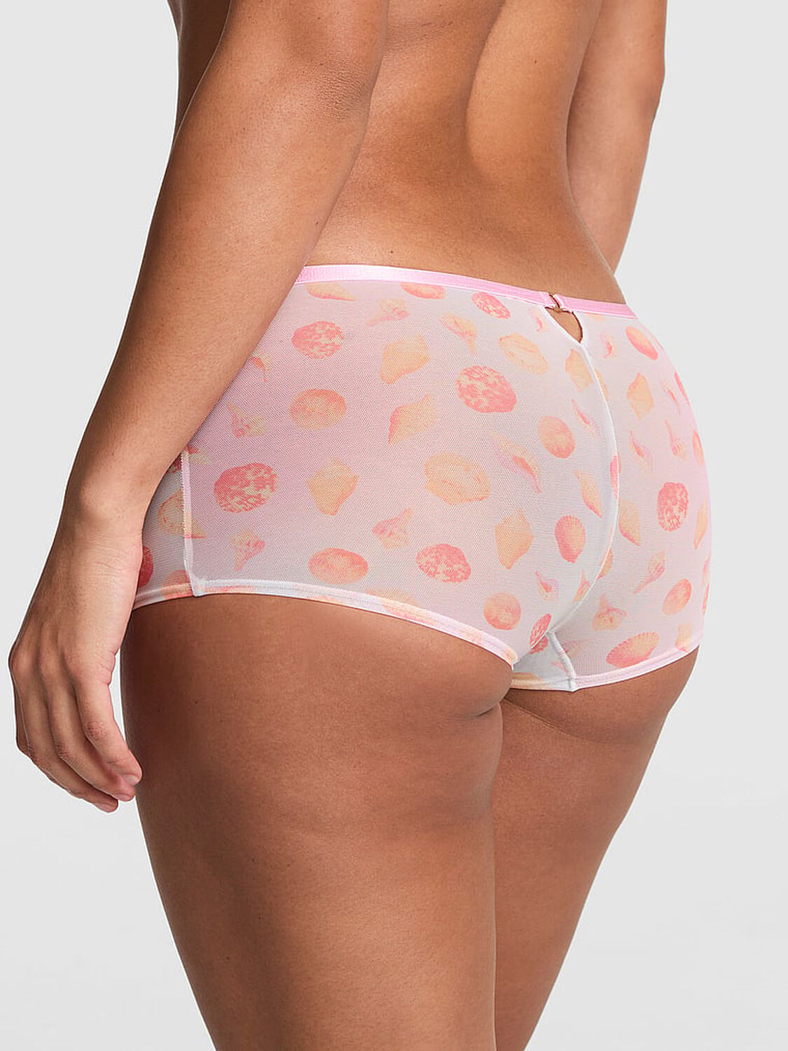 pink Pink Mesh Boyshort Panty Bliss Seashell Print 2 of 3 