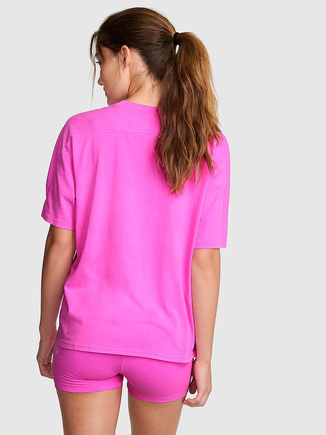 vs Pink Campus Cotton&trade; V-Stitch Crewneck Boxy Tee Pink Berry 2 of 4 
