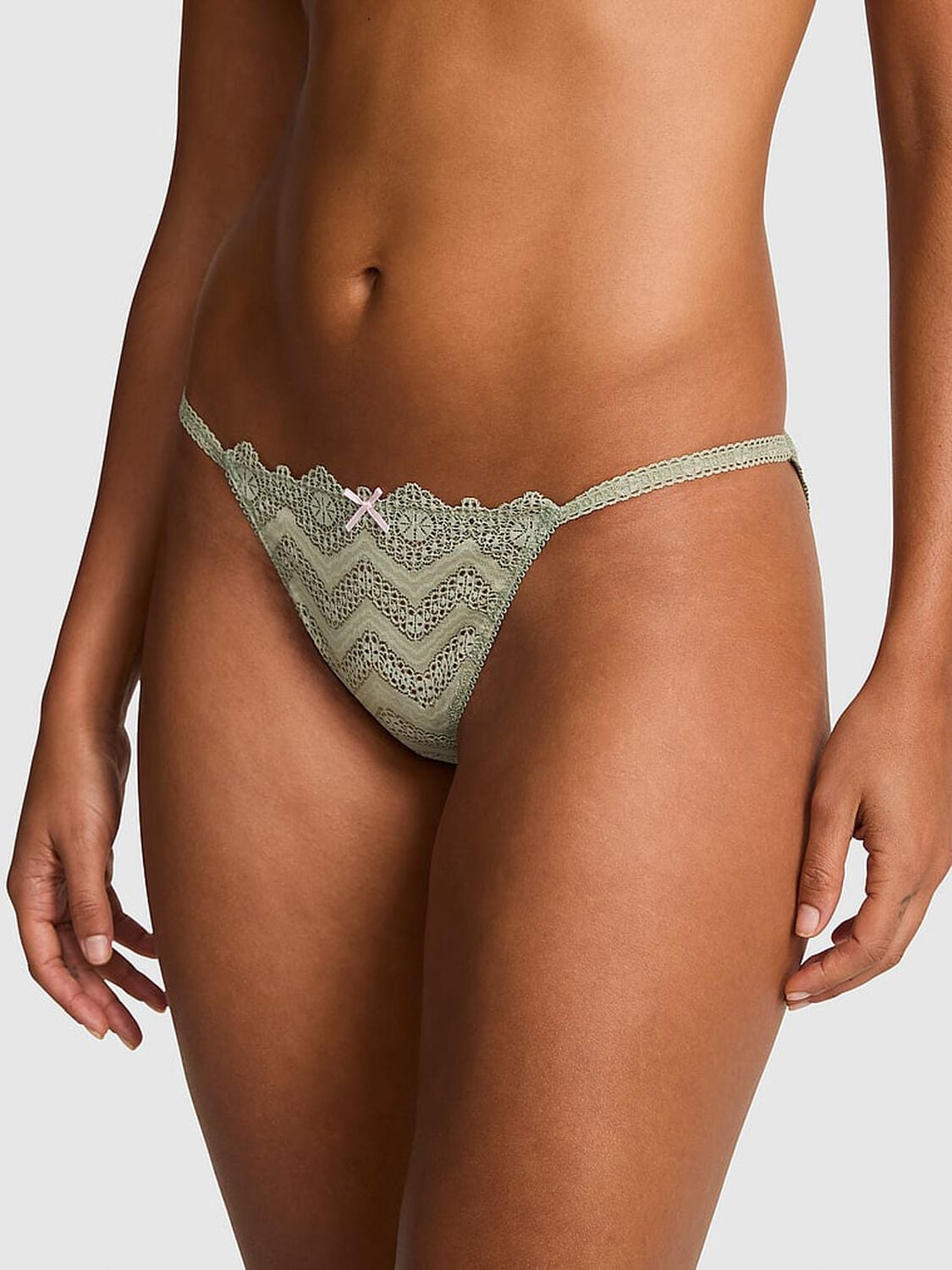 pink Pink PINK Wink&trade; String Bikini Panty Slate Green 1 of 3 
