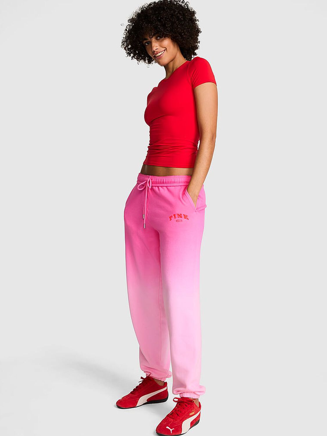 vs Pink Ivy Fleece Campus Sweatpants Pink Lollipop Dip Dye 1 of 3 