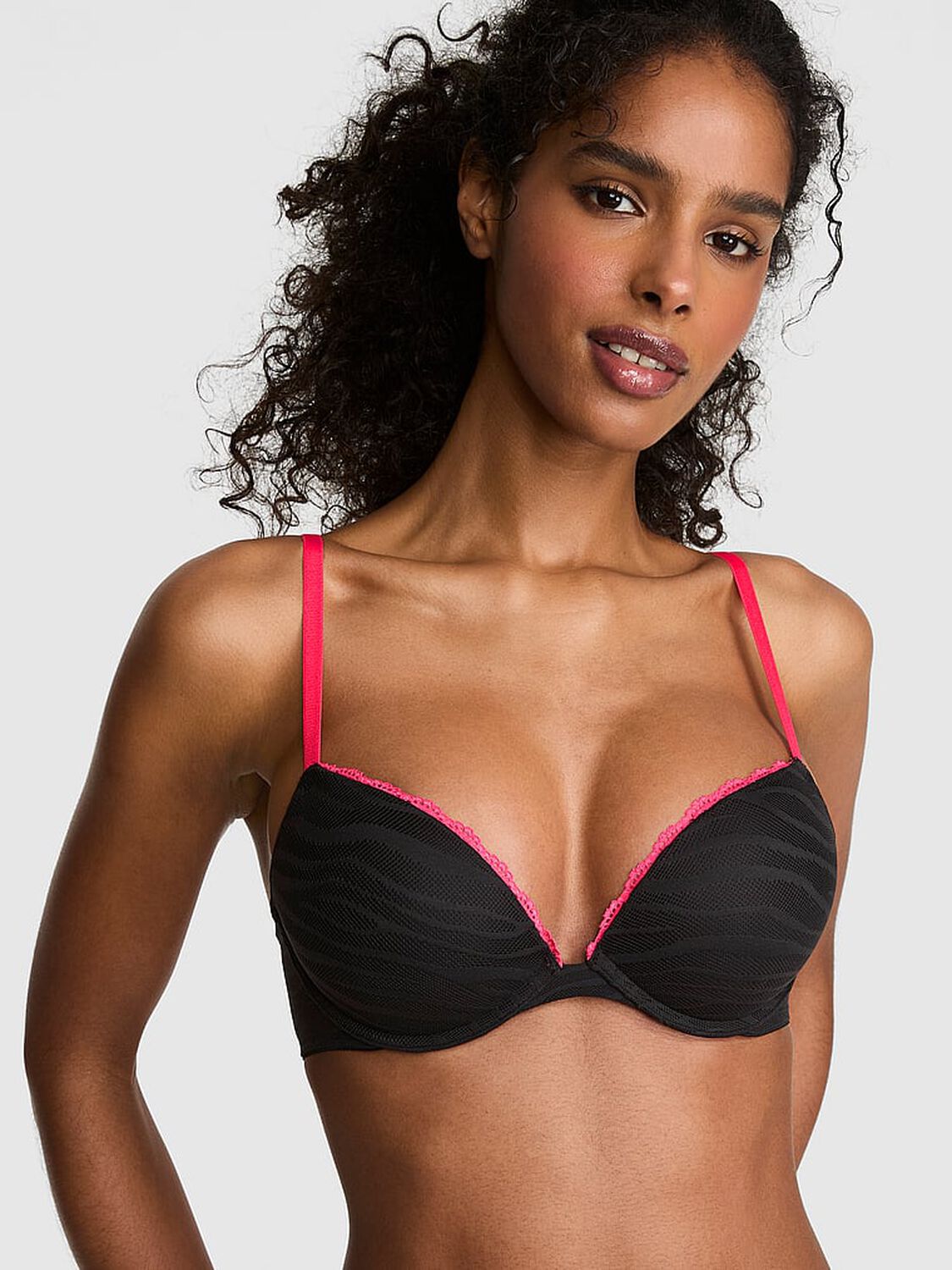 pink Pink Wear Everywhere Wear Everywhere&trade; Super Push-Up Bra Black 1 of 2 
