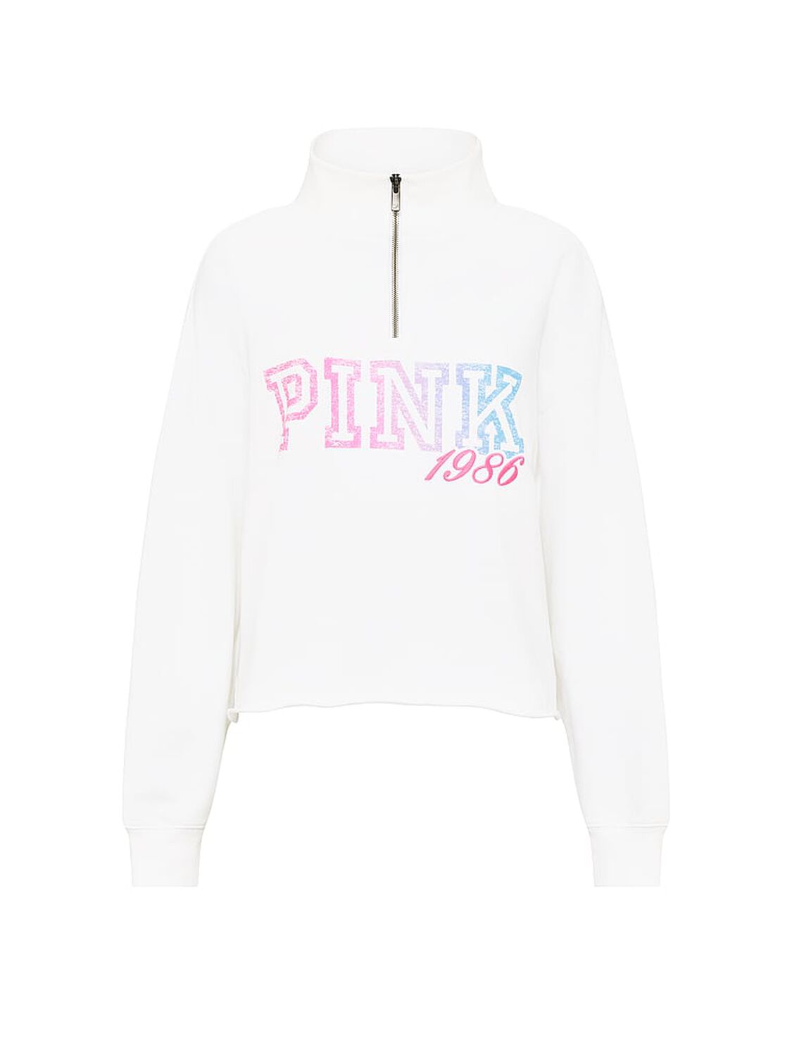 vs Pink Campus Fleece&trade; Quarter-Zip Straight-Cut Sweatshirt Vs White 3 of 4 