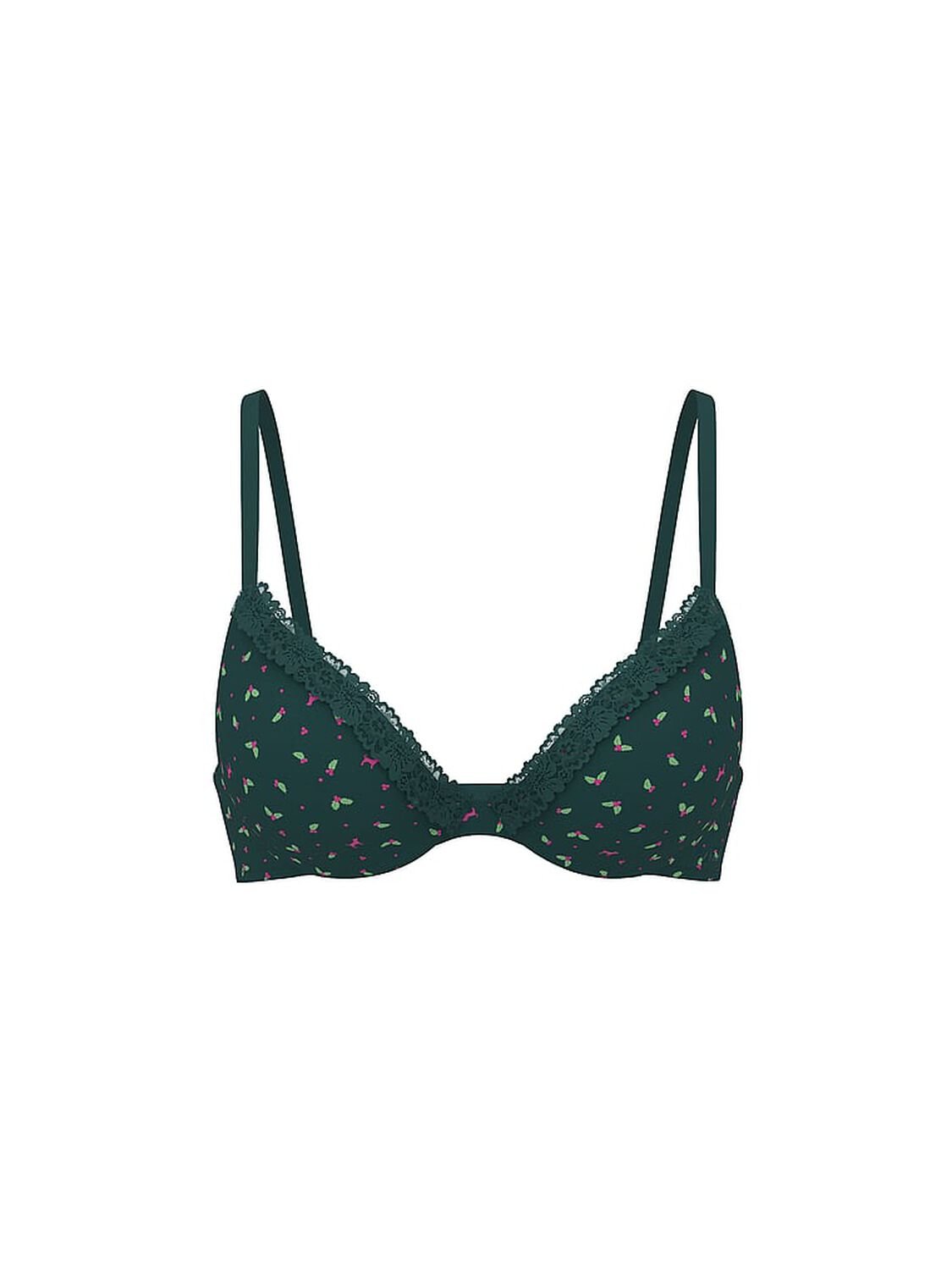 vs Pink Wear Everywhere Wear Everywhere Super Push-Up Bra Deep Forest Holly Print 1 of 2 