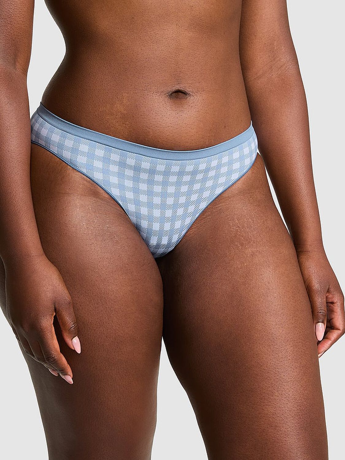 vs Pink Seamless Bikini Panty Dusty Iris Gingham Print 1 of 3 