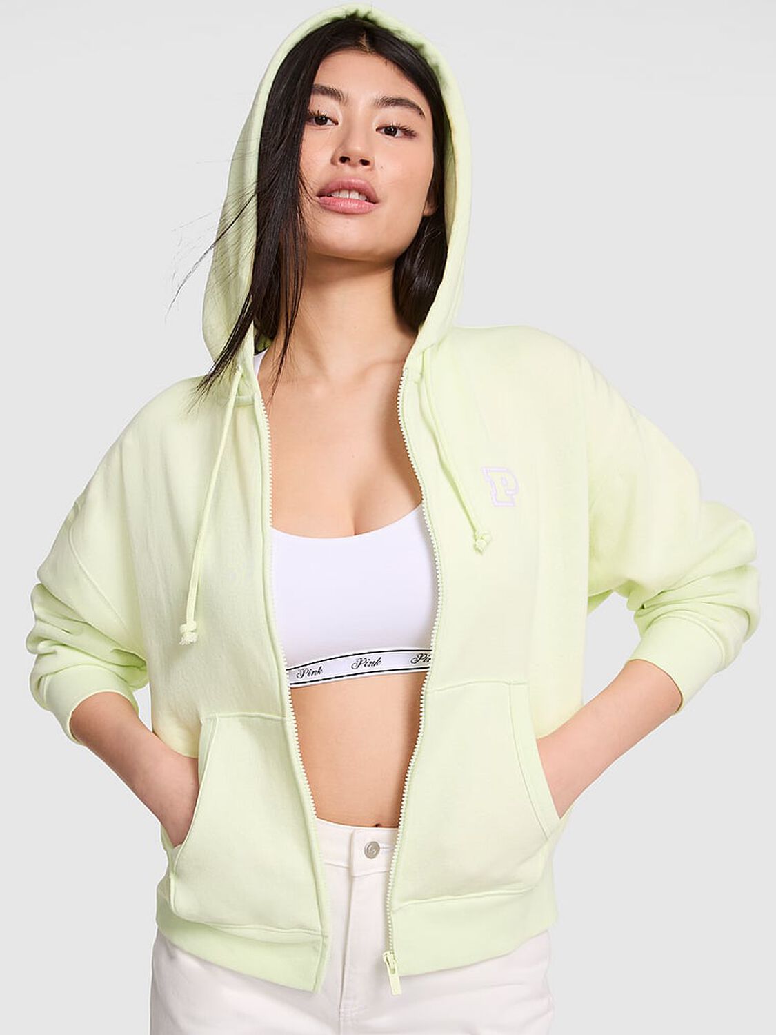 vs Pink Ivy Fleece Campus Full-Zip Hoodie Fresh Mint 1 of 4 