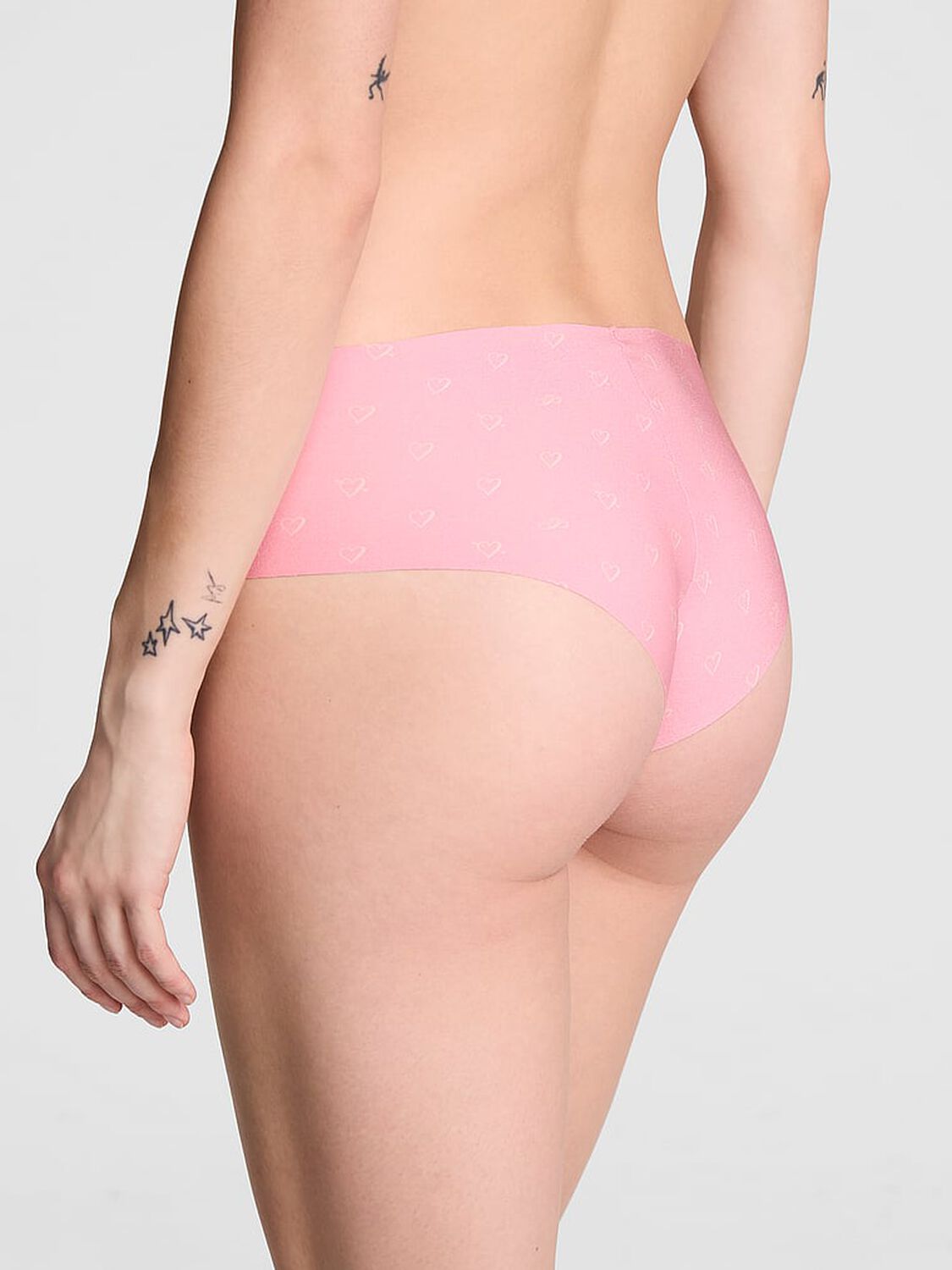 vs Pink No-Show Cheeky Panty Petal Pink Heart Print 2 of 3 