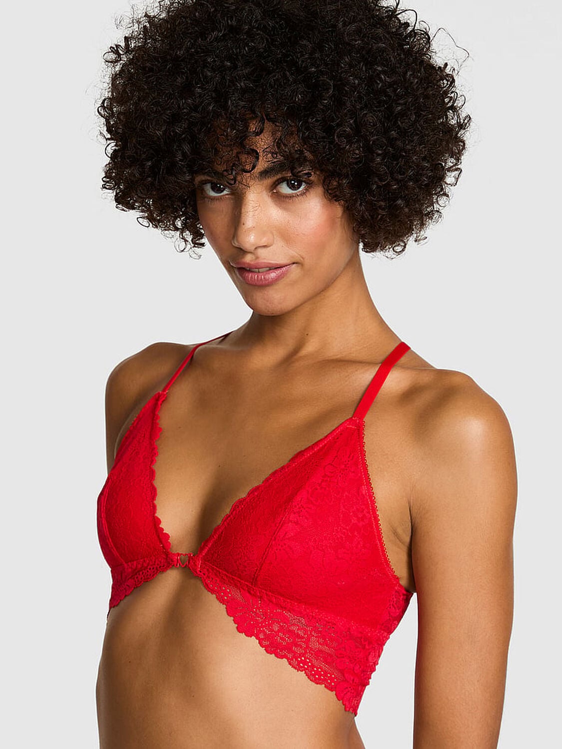 pink Pink Wink Wink Unlined High-Low Triangle Bralette Red Pepper 1 of 4 