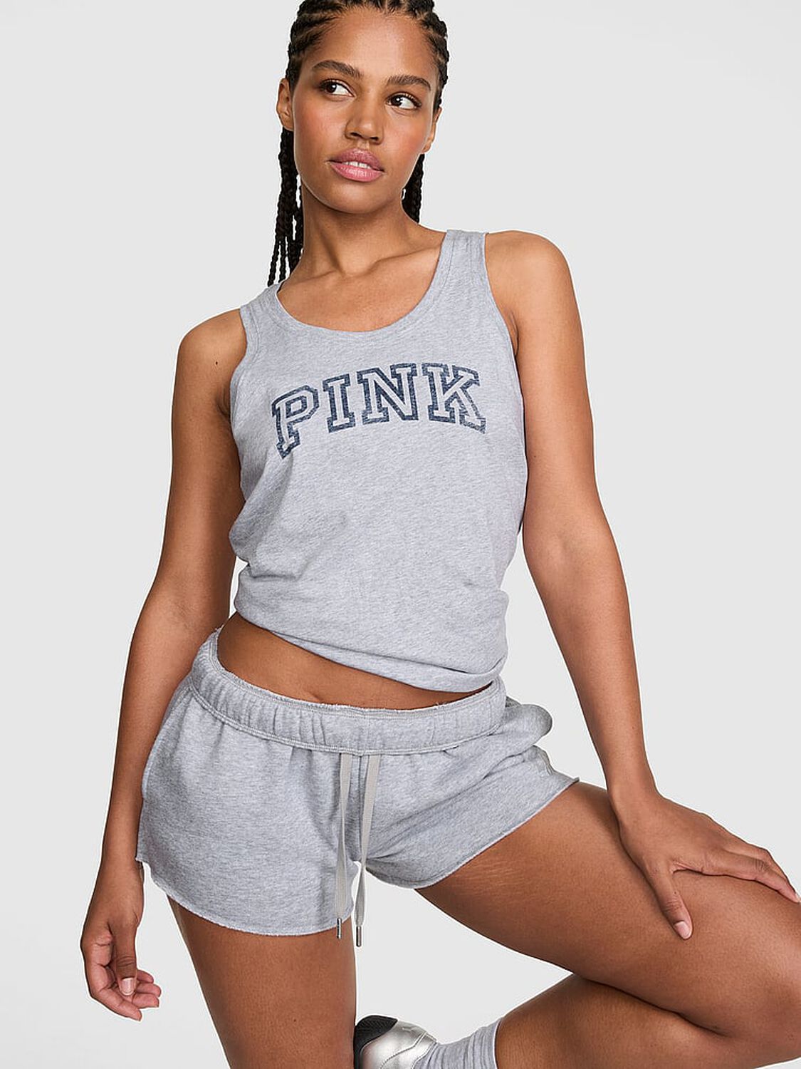 vs Pink Campus Cotton&trade; Tank Top Heather Grey 1 of 3 