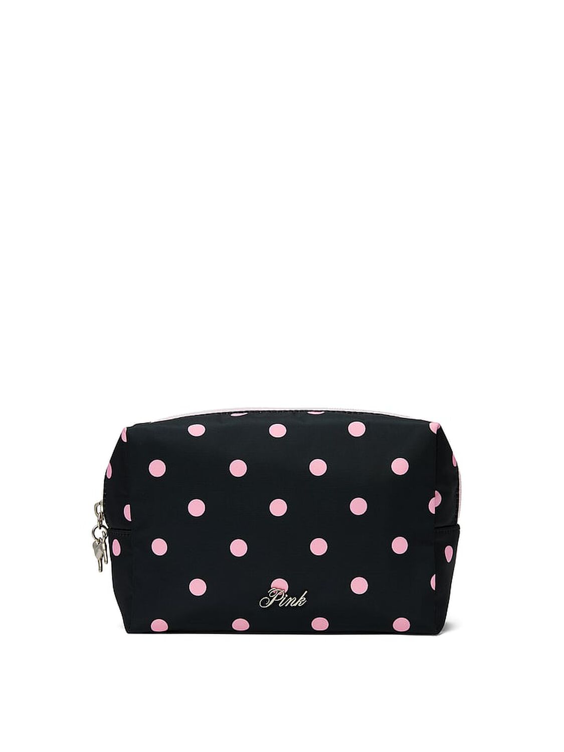 vs Pink Top-Zip Makeup Bag Black Dot 1 of 2 