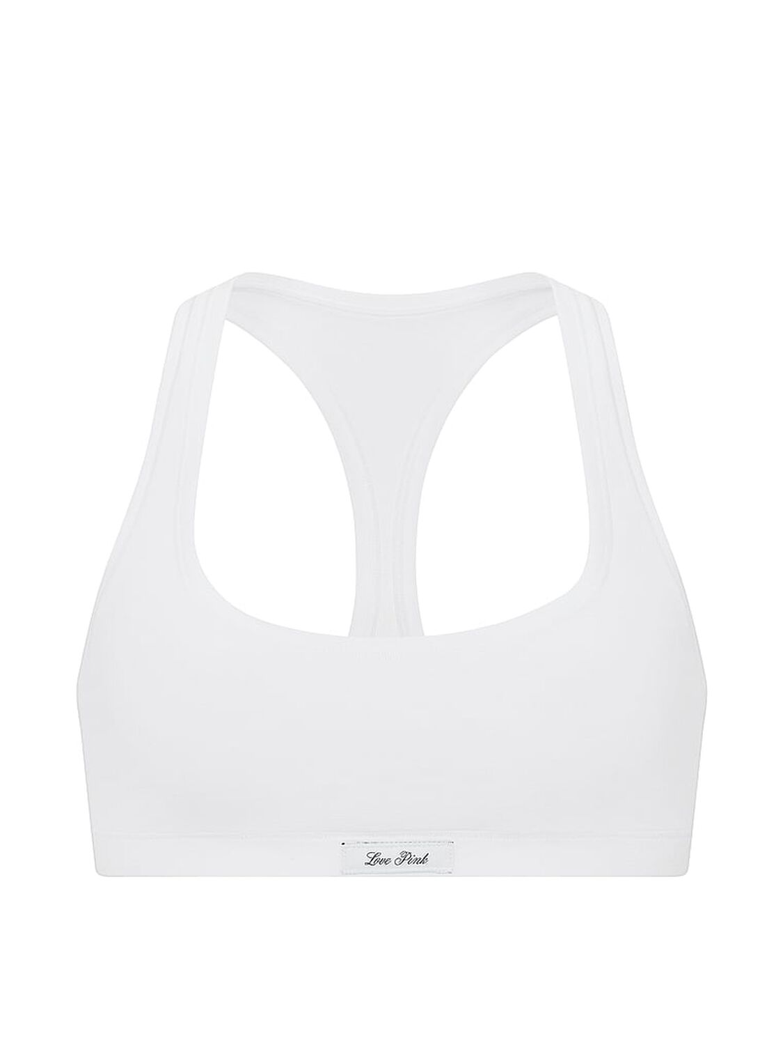 vs Pink Cotton Dorm Unlined Racerback Bralette White 3 of 4 