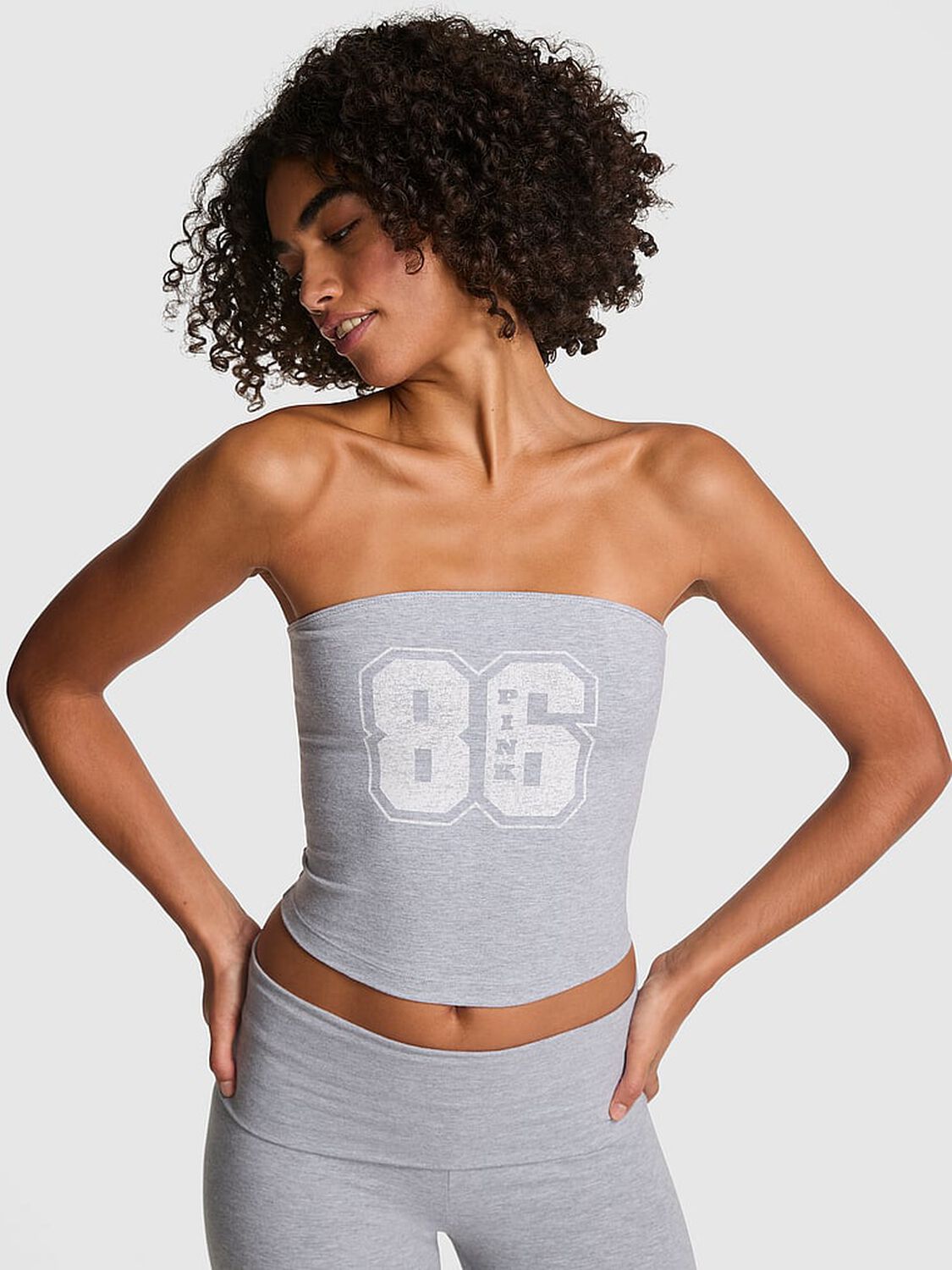vs Pink All-Day Cotton Tube Top Medium Heather Grey 1 of 2 